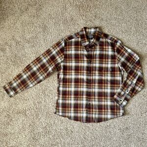 Eddie Bauer I Field Flannel Long Sleeve Button Down Shirt Red Tan Plaid I Size M